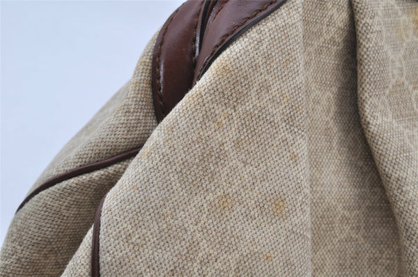 Authentic GUCCI Sukey Shoulder Tote Bag GG Canvas Leather 211944 Beige 2077J