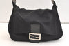 Authentic FENDI Mamma Baguette Shoulder Hand Bag Jersey Leather Black Junk 2078K