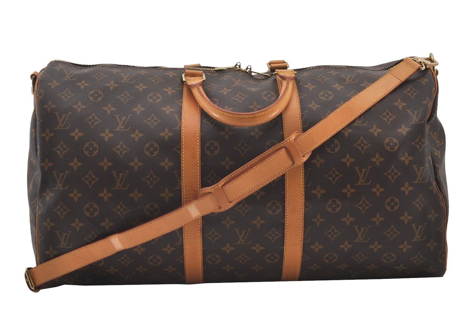 Authentic Louis Vuitton Monogram Keepall Bandouliere 55 M41414 Boston Bag 2079J