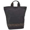 Authentic FENDI Vintage Hand Tote Bag Purse Nylon Leather Black 2079K