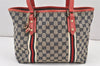 Authentic GUCCI Sherry Line Tote Bag GG Canvas Leather 137396 Navy Blue 2080K