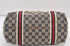 Authentic GUCCI Sherry Line Tote Bag GG Canvas Leather 137396 Navy Blue 2080K