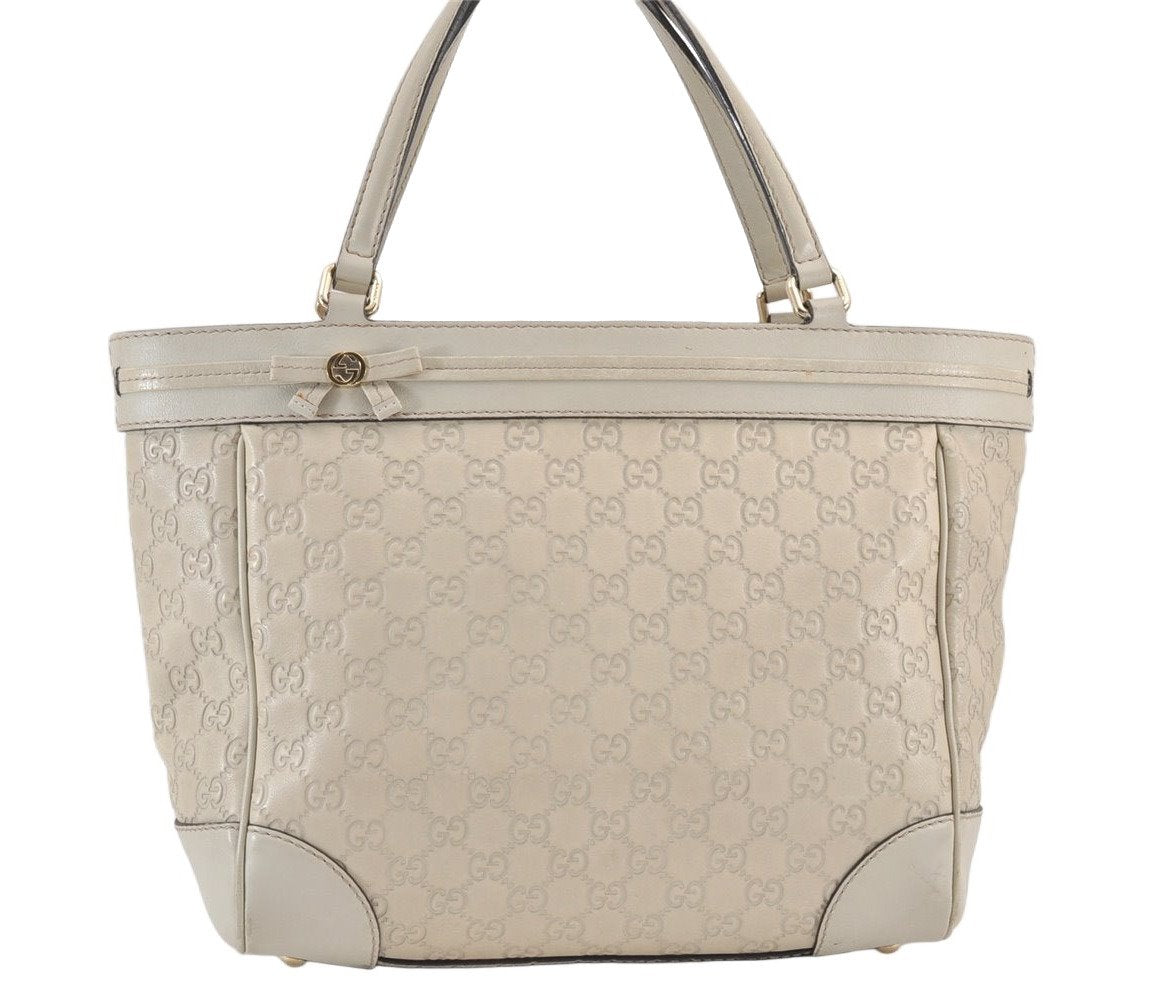 Authentic GUCCI Guccissima Mayfair Hand Tote Bag GG Leather 257061 White 2081K