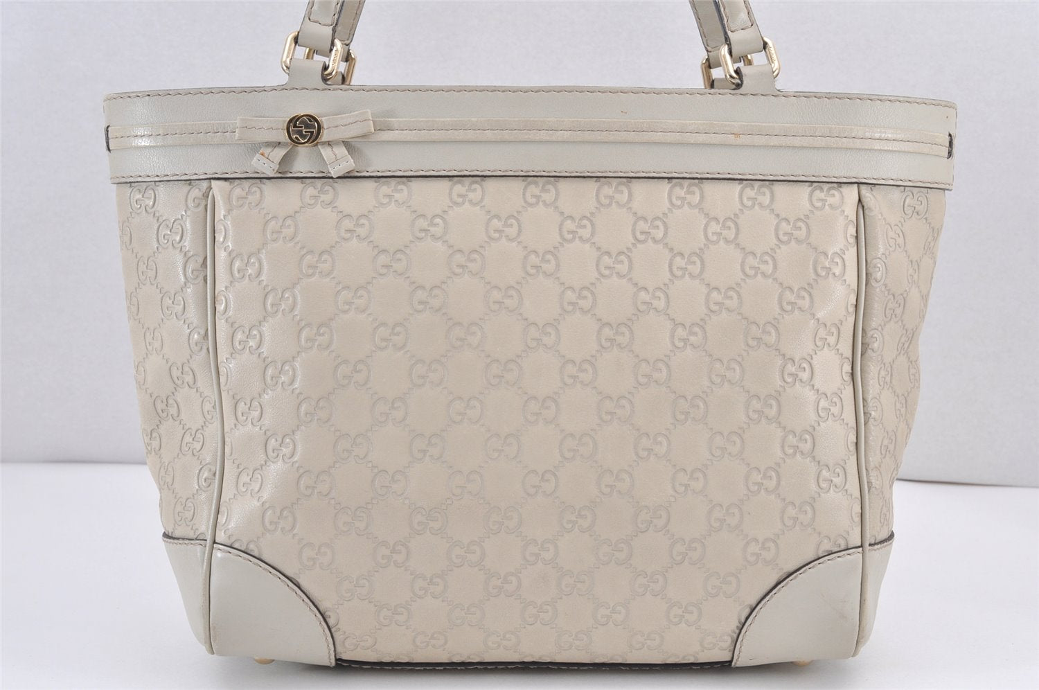Authentic GUCCI Guccissima Mayfair Hand Tote Bag GG Leather 257061 White 2081K
