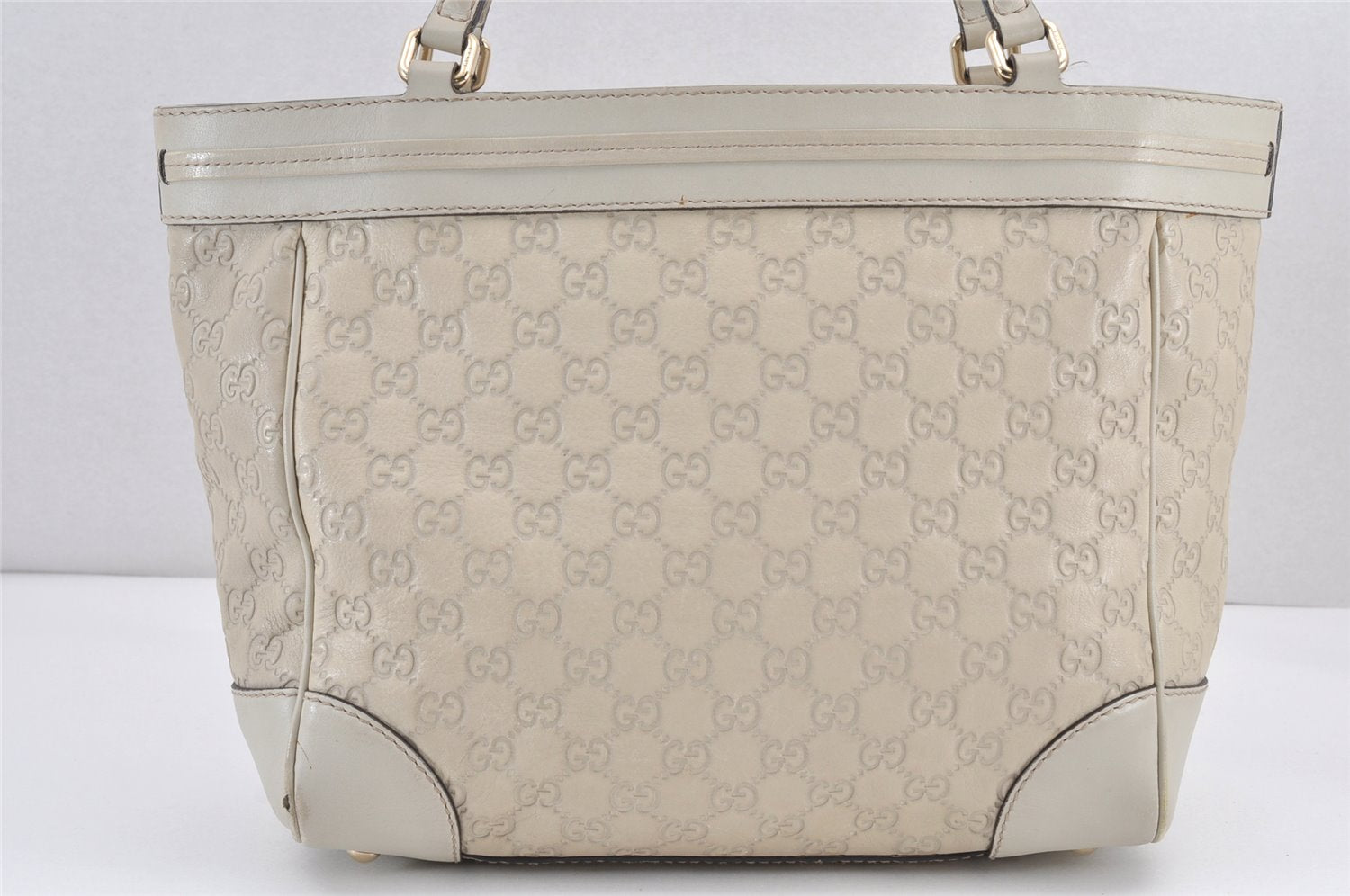 Authentic GUCCI Guccissima Mayfair Hand Tote Bag GG Leather 257061 White 2081K