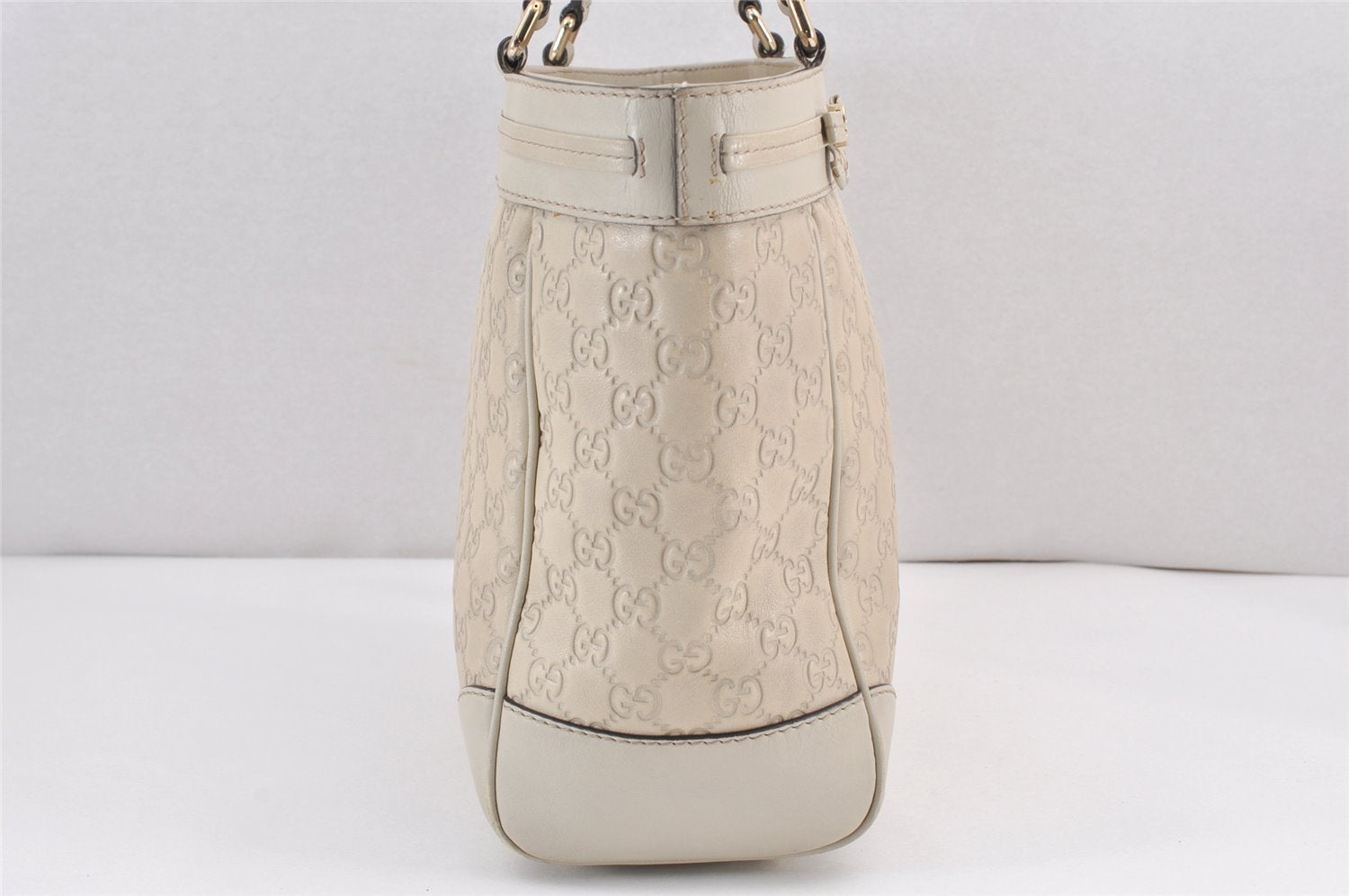 Authentic GUCCI Guccissima Mayfair Hand Tote Bag GG Leather 257061 White 2081K