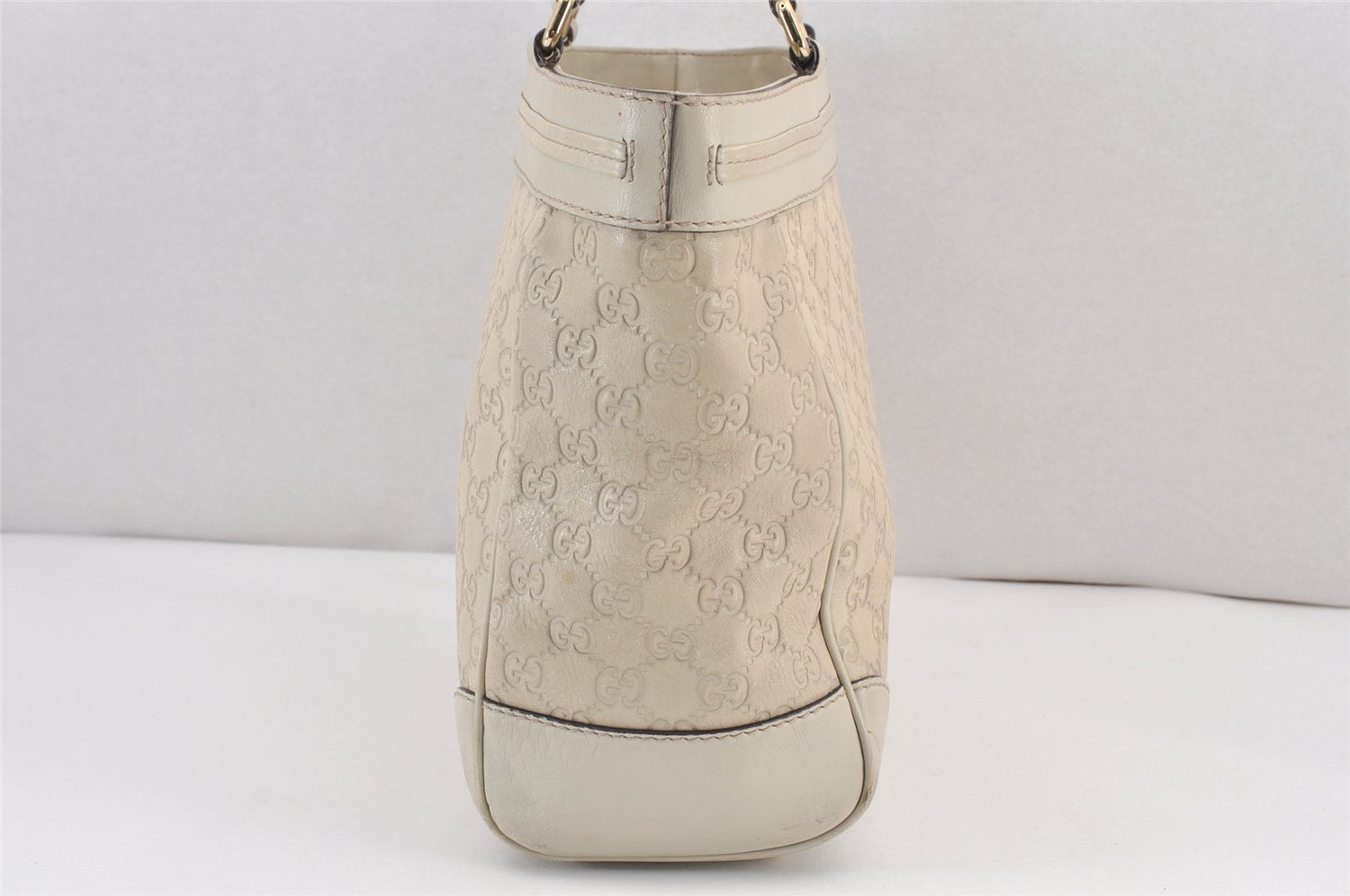 Authentic GUCCI Guccissima Mayfair Hand Tote Bag GG Leather 257061 White 2081K