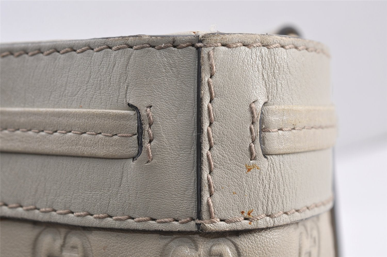 Authentic GUCCI Guccissima Mayfair Hand Tote Bag GG Leather 257061 White 2081K