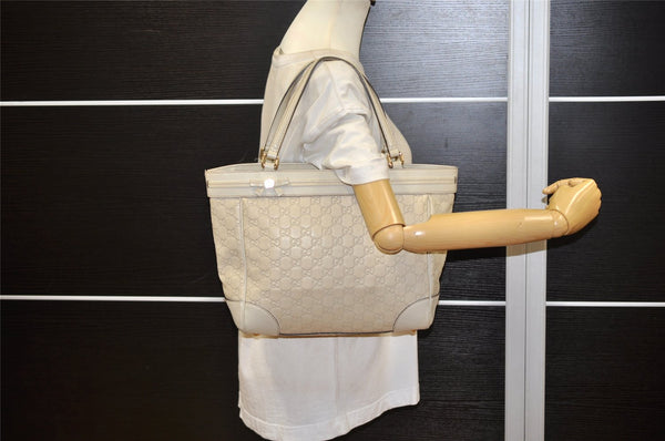 Authentic GUCCI Guccissima Mayfair Hand Tote Bag GG Leather 257061 White 2081K