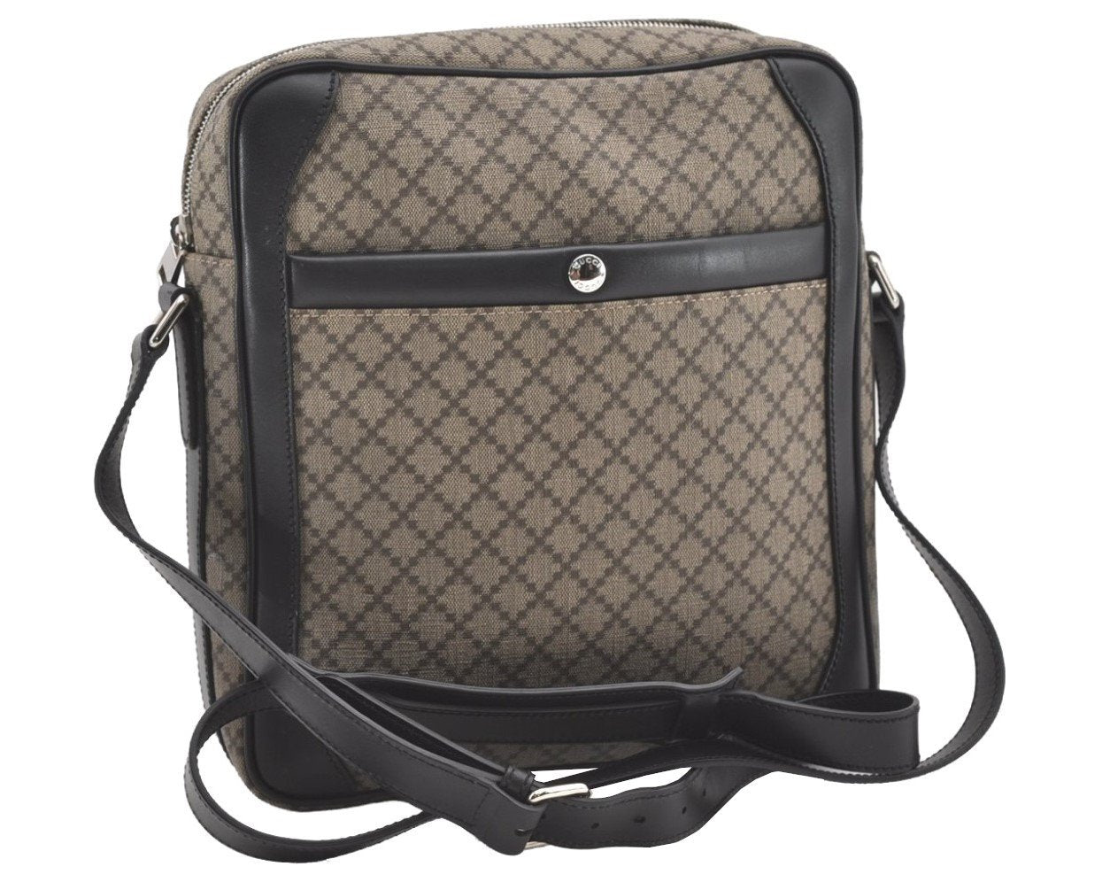 Authentic GUCCI Diamante Shoulder Cross Body Bag PVC Leather 268159 Brown 2083J