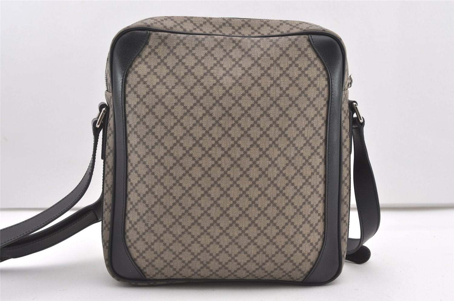 Authentic GUCCI Diamante Shoulder Cross Body Bag PVC Leather 268159 Brown 2083J