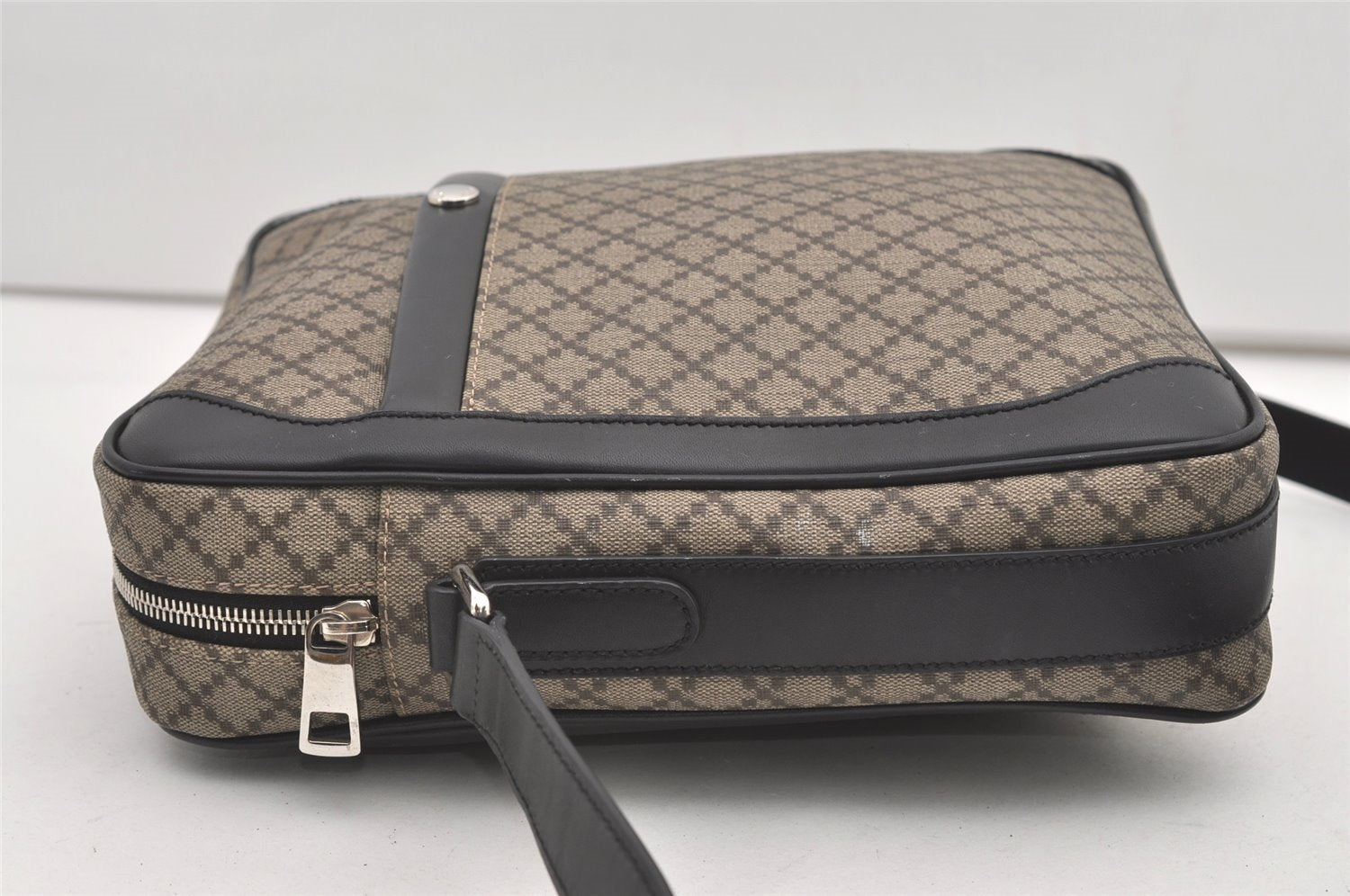 Authentic GUCCI Diamante Shoulder Cross Body Bag PVC Leather 268159 Brown 2083J