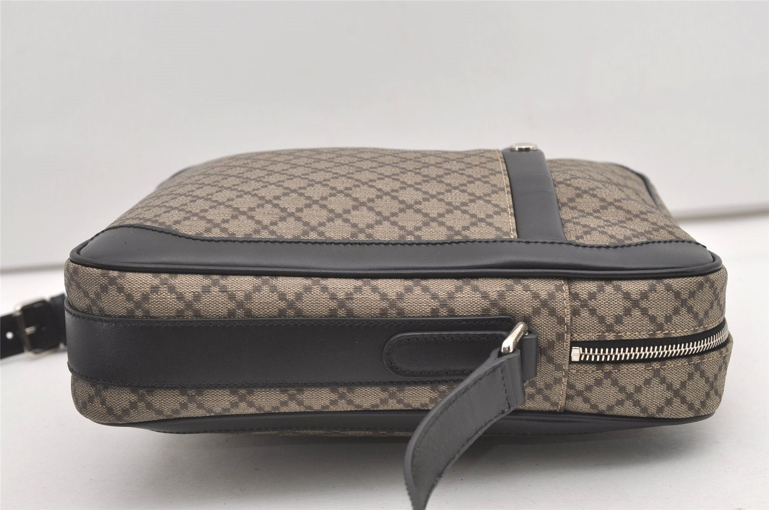 Authentic GUCCI Diamante Shoulder Cross Body Bag PVC Leather 268159 Brown 2083J