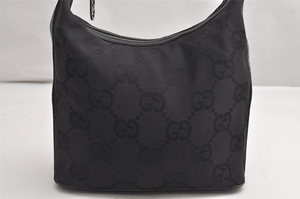 Authentic GUCCI Shoulder Hand Bag Purse GG Canvas Leather 0013814 Black 2083K