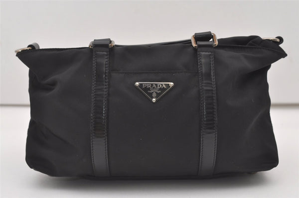 Authentic PRADA Nylon Tessuto Leather 2Way Shoulder Hand Bag Purse Black 2084J