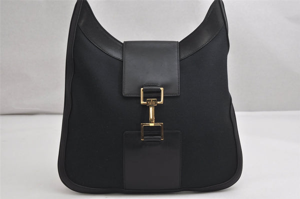 Authentic GUCCI Shoulder Hand Bag Purse Canvas Leather 0014129 Black 2084K