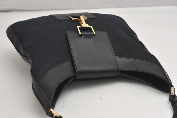 Authentic GUCCI Shoulder Hand Bag Purse Canvas Leather 0014129 Black 2084K