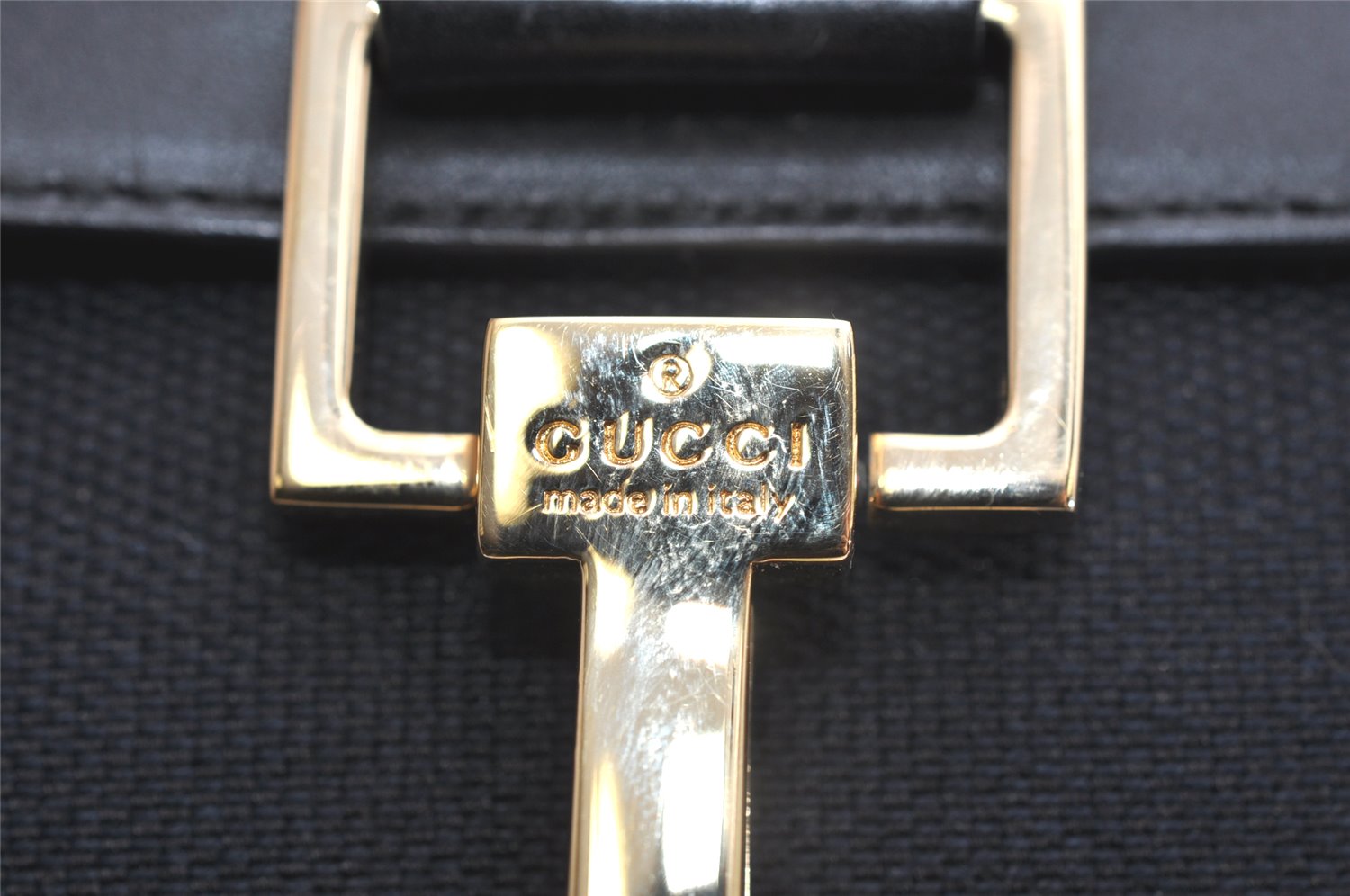 Authentic GUCCI Shoulder Hand Bag Purse Canvas Leather 0014129 Black 2084K