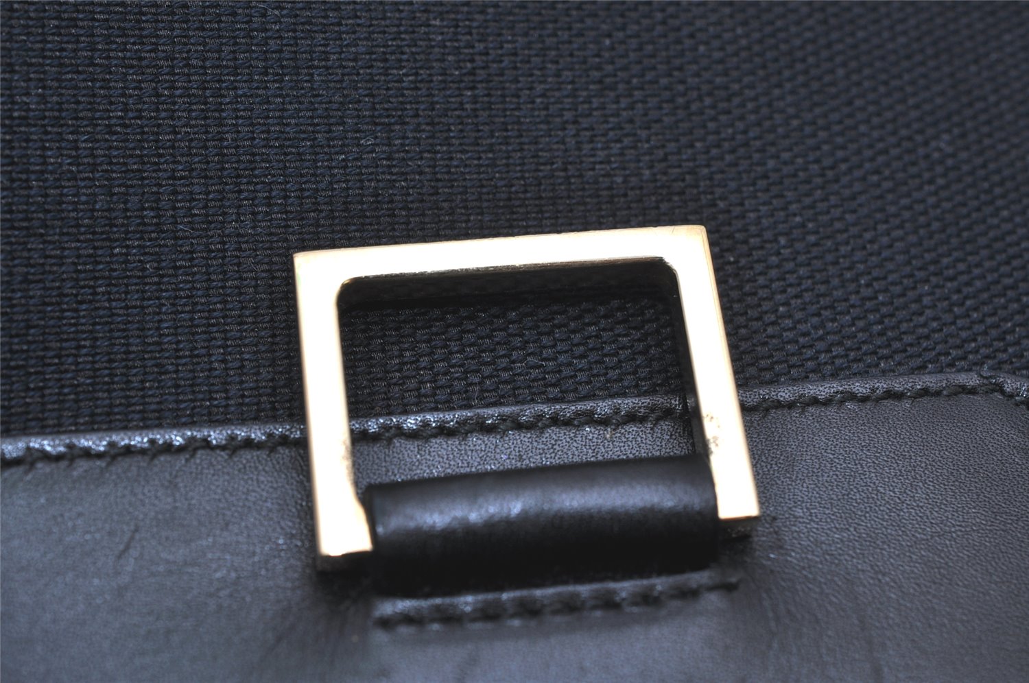 Authentic GUCCI Shoulder Hand Bag Purse Canvas Leather 0014129 Black 2084K