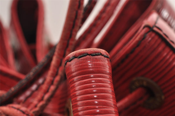 Authentic Louis Vuitton Epi Petit Noe Shoulder Drawstring Bag M44107 Red 2086I