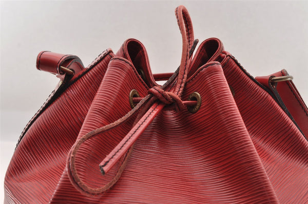 Authentic Louis Vuitton Epi Petit Noe Shoulder Drawstring Bag M44107 Red 2086I