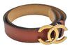 Authentic CHANEL Vintage Calf Skin Belt CC Logo 23.6-27.6" Brown 2088K