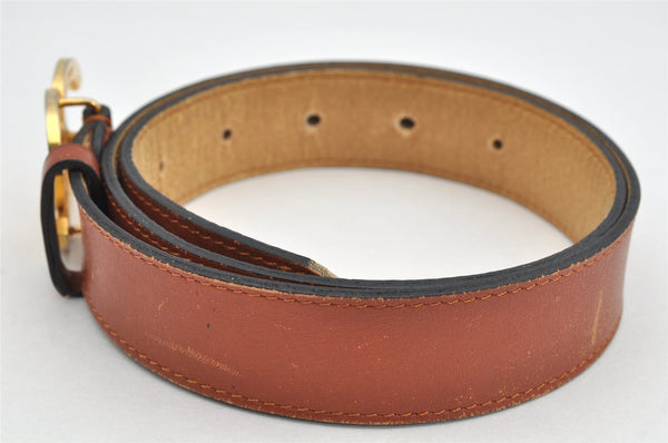 Authentic CHANEL Vintage Calf Skin Belt CC Logo 23.6-27.6" Brown 2088K