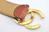 Authentic CHANEL Vintage Calf Skin Belt CC Logo 23.6-27.6" Brown 2088K