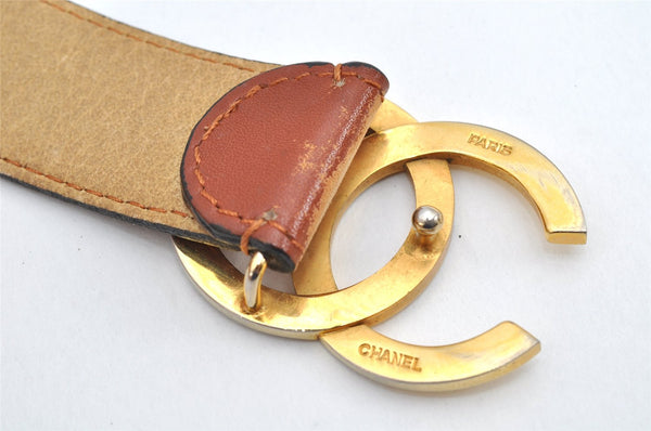 Authentic CHANEL Vintage Calf Skin Belt CC Logo 23.6-27.6" Brown 2088K