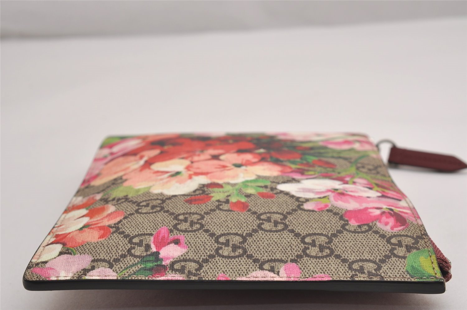 Authentic GUCCI GG Blooms Clutch Bag Pouch GG PVC Leather 410079 Brown 2089J