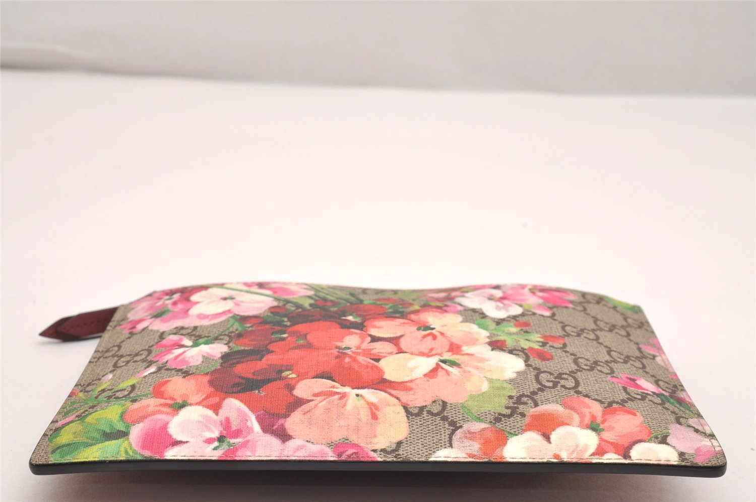 Authentic GUCCI GG Blooms Clutch Bag Pouch GG PVC Leather 410079 Brown 2089J