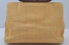 Authentic CHANEL Wood Hand Bag Purse Straw Leather CC Logo Beige Junk 2090J