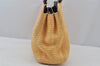 Authentic CHANEL Wood Hand Bag Purse Straw Leather CC Logo Beige Junk 2090J