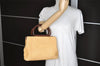 Authentic CHANEL Wood Hand Bag Purse Straw Leather CC Logo Beige Junk 2090J