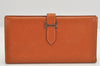 Authentic HERMES Bearn Classic Leather Long Wallet Purse Brown 2091K