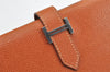 Authentic HERMES Bearn Classic Leather Long Wallet Purse Brown 2091K