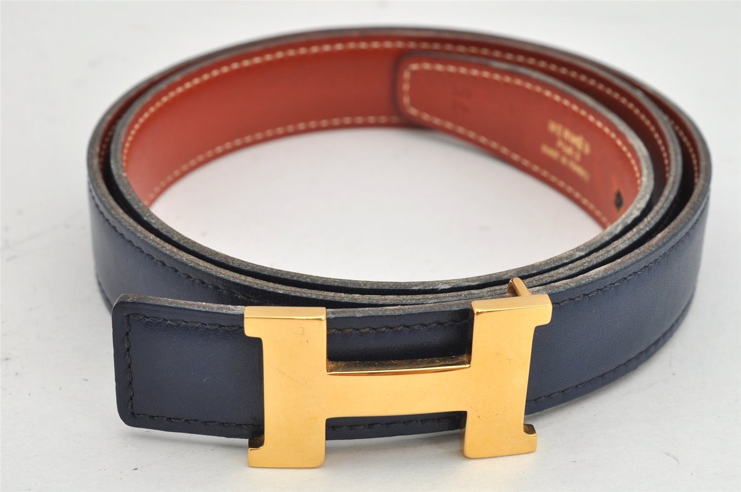 Authentic HERMES Mini Constance Leather Belt Size 75cm 29.5