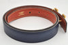 Authentic HERMES Mini Constance Leather Belt Size 75cm 29.5" Blue Brown 2093K