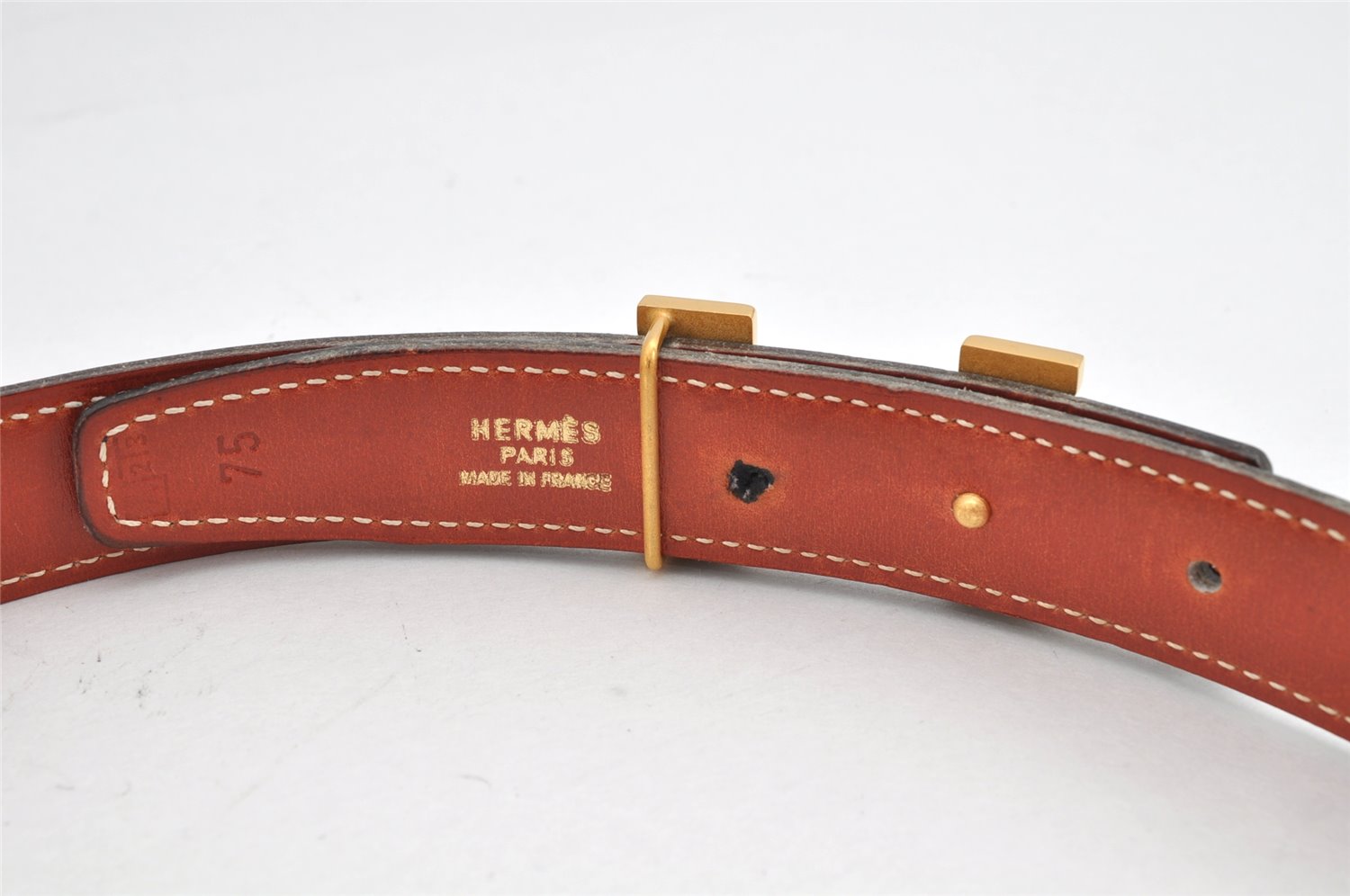 Authentic HERMES Mini Constance Leather Belt Size 75cm 29.5