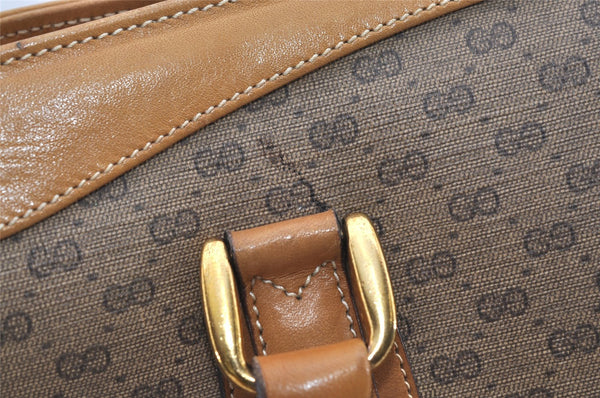 Authentic GUCCI Vintage Micro GG PVC Leather Tote Hand Bag Brown 2099I