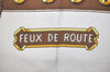 Authentic HERMES Carre 90 Scarf "FEUX DE ROUTE" Silk Brown 2099J