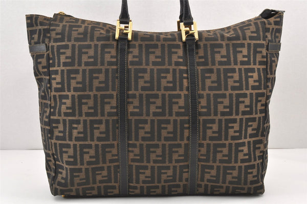 Authentic FENDI Zucca 2Way Shoulder Tote Bag Canvas Leather Brown Junk 2099K