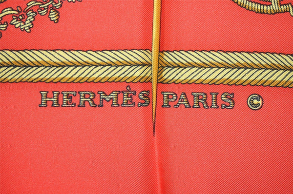 Authentic HERMES Carre 90 Scarf "LES ARMES DE PARIS" Silk Yellow 2100J