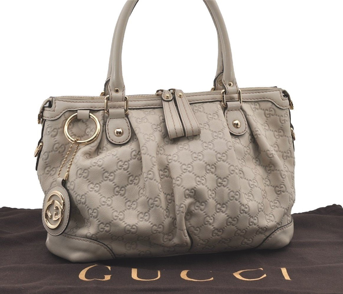Authentic GUCCI Guccissima Sukey 2Way Tote Bag GG Leather 247902 White 2101J