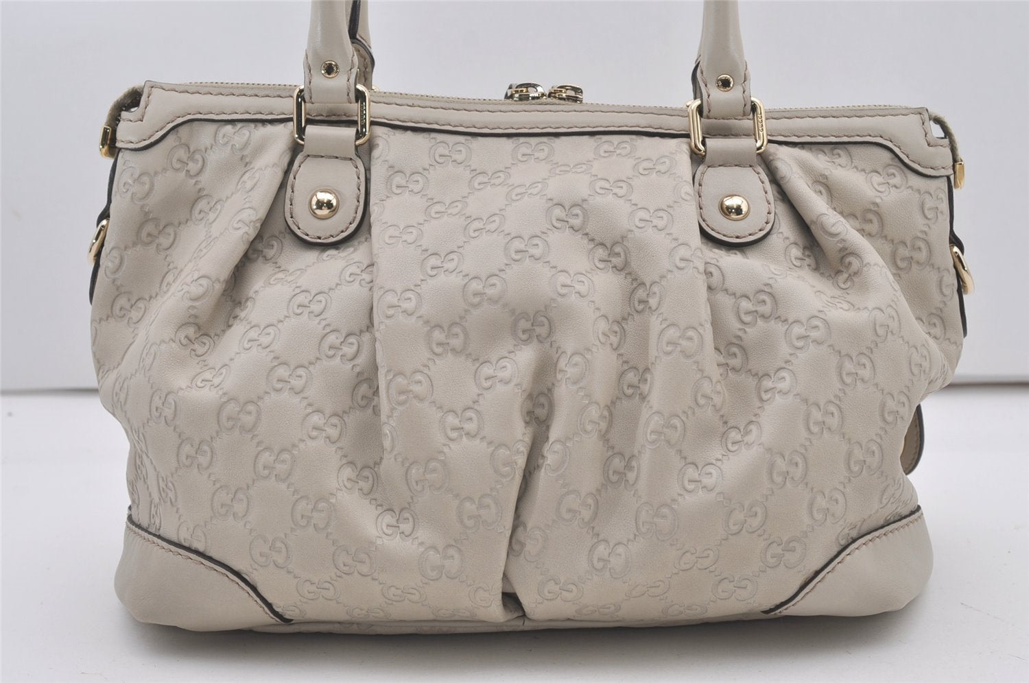 Authentic GUCCI Guccissima Sukey 2Way Tote Bag GG Leather 247902 White 2101J