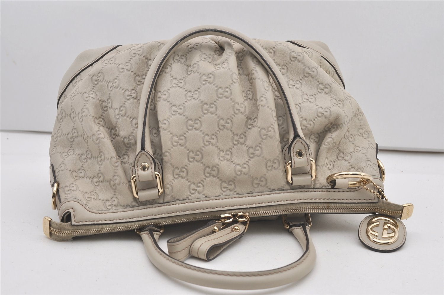 Authentic GUCCI Guccissima Sukey 2Way Tote Bag GG Leather 247902 White 2101J