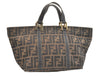 Authentic FENDI Vintage Zucca Tote Hand Bag Canvas Leather Brown 2101K