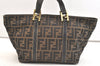 Authentic FENDI Vintage Zucca Tote Hand Bag Canvas Leather Brown 2101K