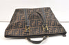 Authentic FENDI Vintage Zucca Tote Hand Bag Canvas Leather Brown 2101K