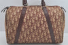 Authentic Christian Dior Trotter Hand Boston Bag Canvas Leather Bordeaux 2103K